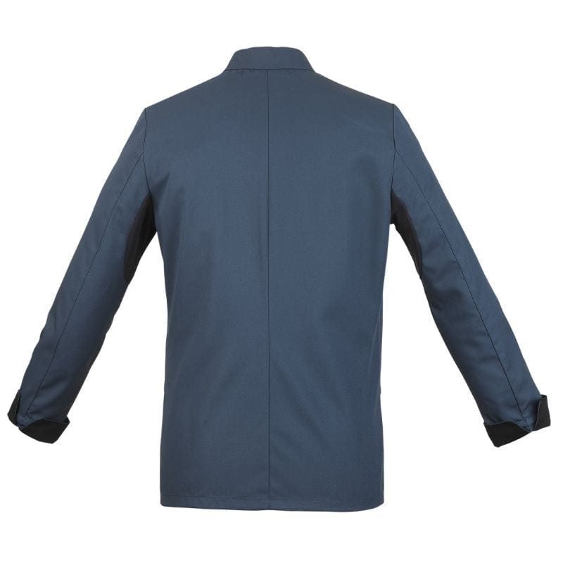 Women's Ocean Blue Long Sleeve Kitchen Coat with Black Piping - ROBUR -  by Robur | MANELLI``