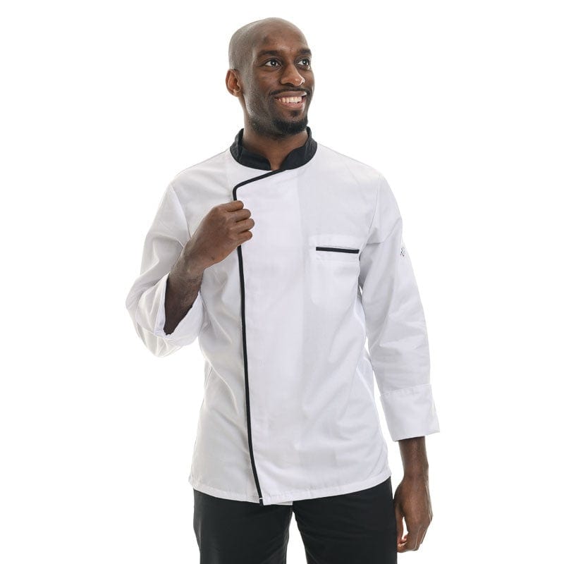 White and Black Long Sleeve Chef Coat Energy - ROBUR -  by Robur | MANELLI``