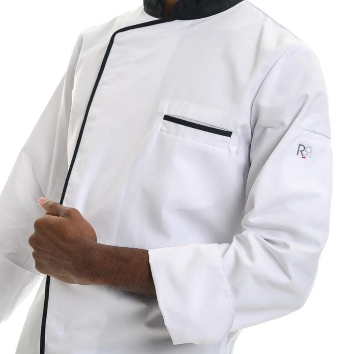 White and Black Long Sleeve Chef Coat Energy - ROBUR -  by Robur | MANELLI``