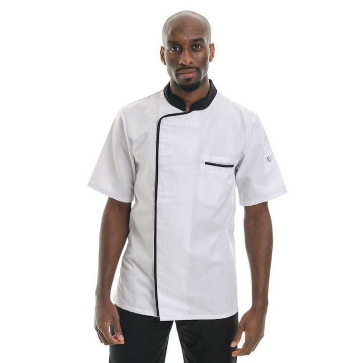 White and Black Short Sleeve Kitchen Coat Energy - ROBUR -  by Robur | MANELLI``