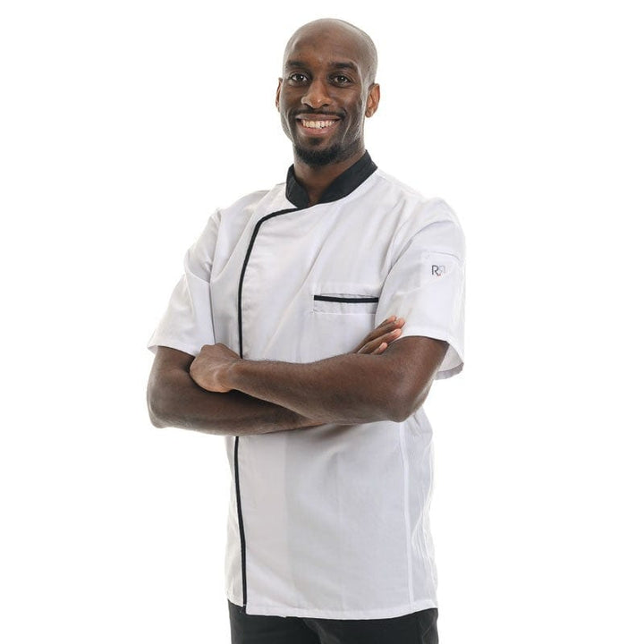 White and Black Short Sleeve Kitchen Coat Energy - ROBUR -  by Robur | MANELLI``