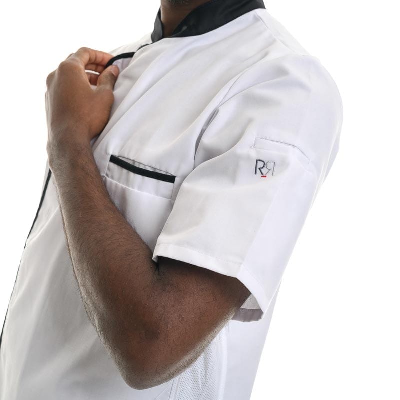 White and Black Short Sleeve Kitchen Coat Energy - ROBUR -  by Robur | MANELLI``