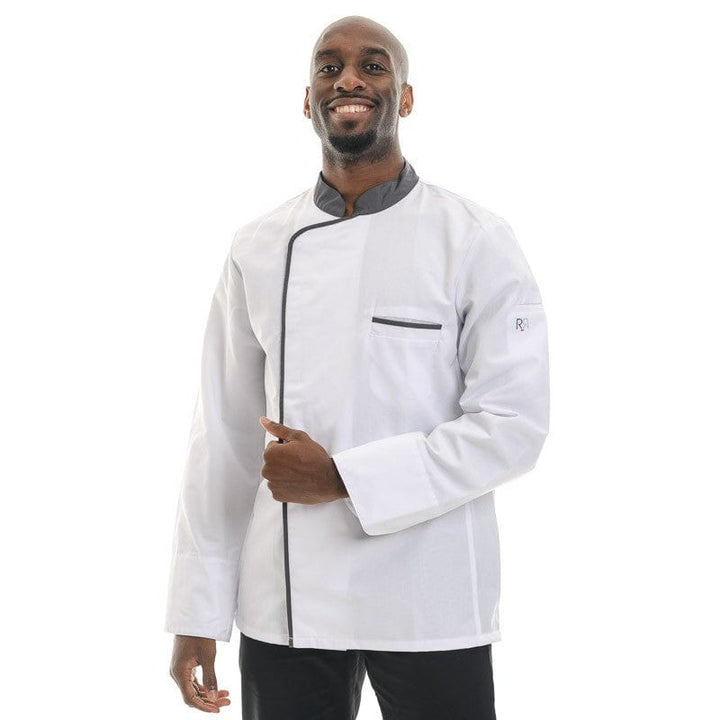 White Anthracite Long Sleeve Chef Coat Energy - ROBUR -  by Robur | MANELLI``