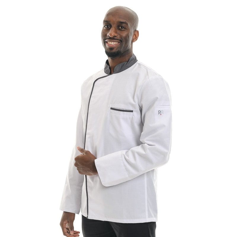 White Anthracite Long Sleeve Chef Coat Energy - ROBUR -  by Robur | MANELLI``