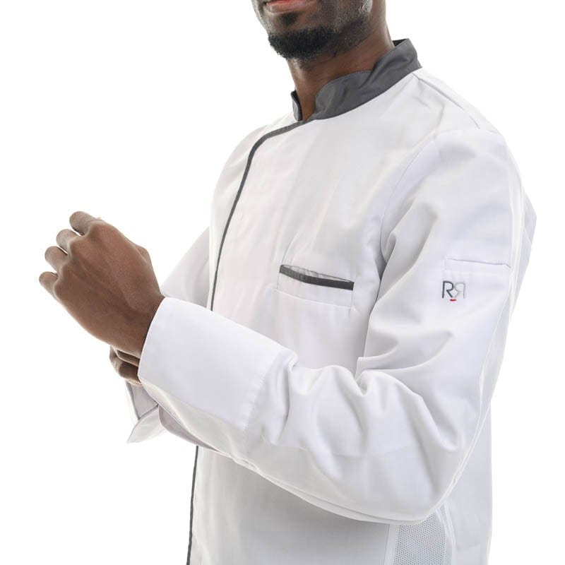 White Anthracite Long Sleeve Chef Coat Energy - ROBUR -  by Robur | MANELLI``