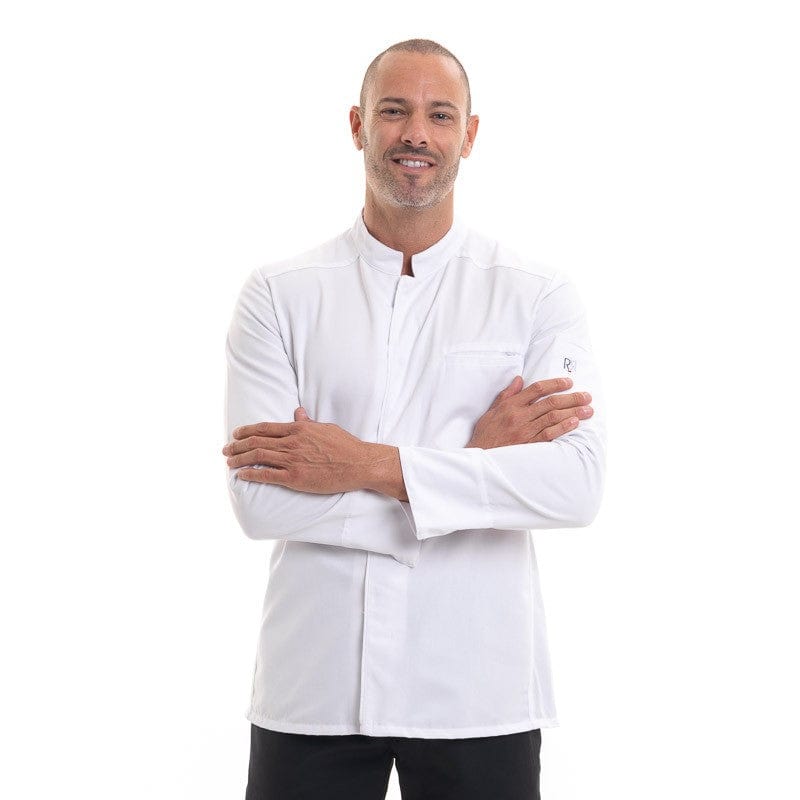 White Breathable Long Sleeve Chef Coat Abax - ROBUR -  by Robur | MANELLI``