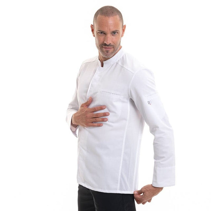 White Breathable Long Sleeve Chef Coat Abax - ROBUR -  by Robur | MANELLI``