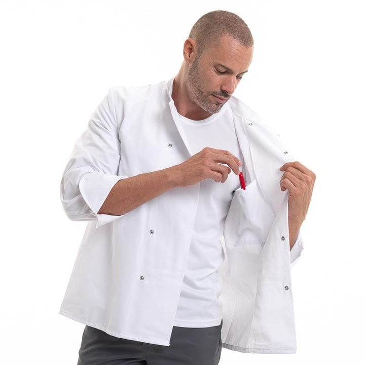 White Chef Coat Long Sleeve Inox - ROBUR -  by Robur | MANELLI``