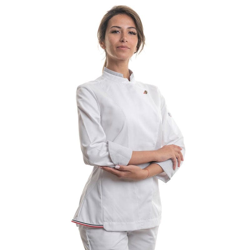 White Long Sleeve Kitchen Coat - LEONIE - ROBUR -  by Robur | MANELLI``