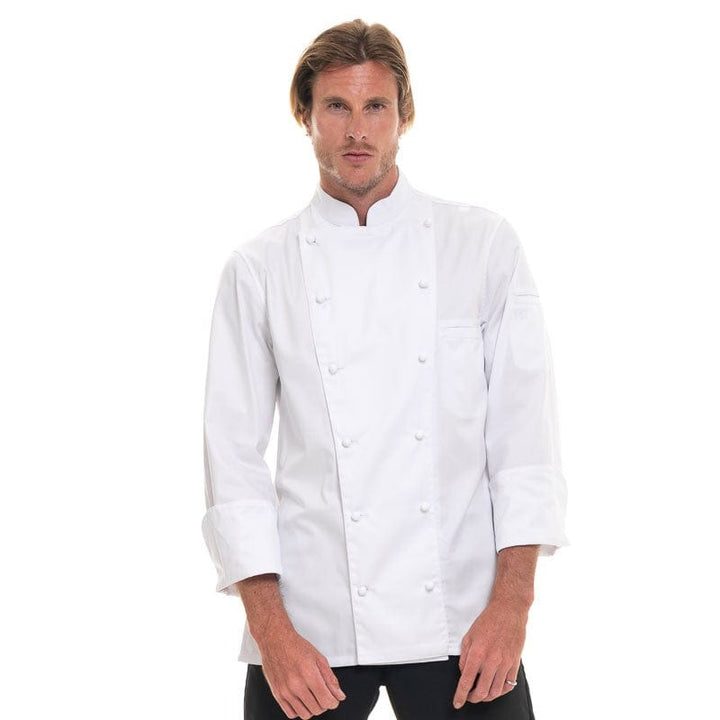 White Long Sleeve Kitchen Coat Soft cotton Monblanc - ROBUR -  by Robur | MANELLI``