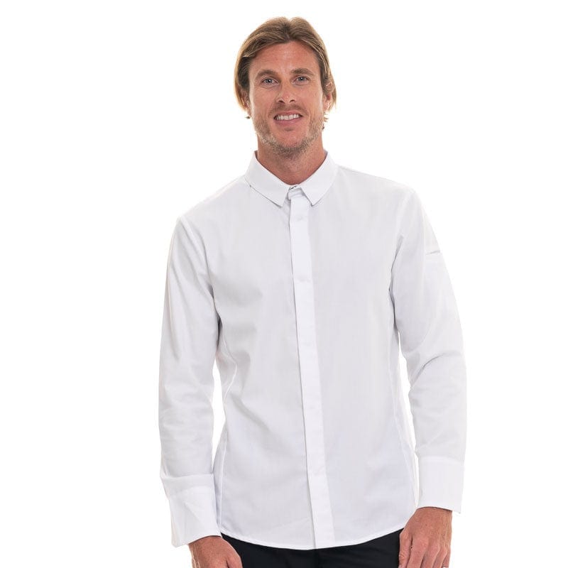 White Long Sleeve Shirt Style Kitchen Coat Figari - ROBUR -  by Robur | MANELLI``