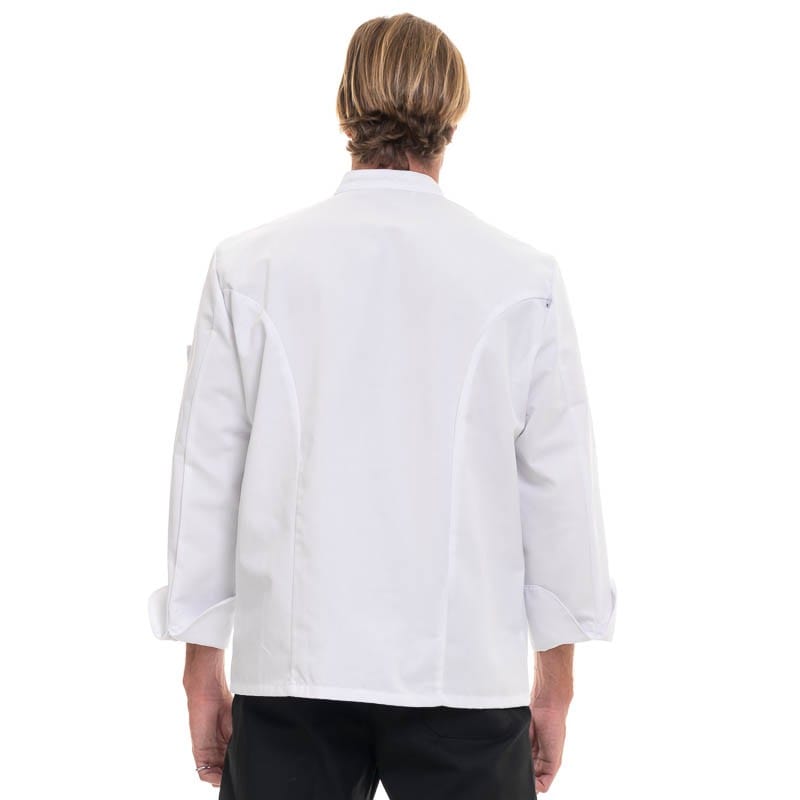 White MADRAS Long Sleeve Kitchen Coat - ROBUR -  by Robur | MANELLI``