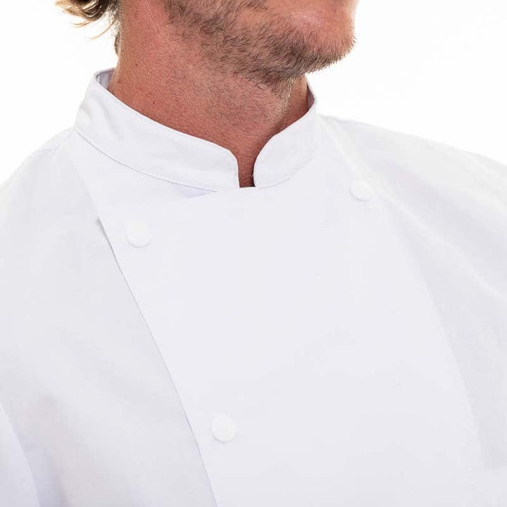 White MADRAS Long Sleeve Kitchen Coat - ROBUR -  by Robur | MANELLI``