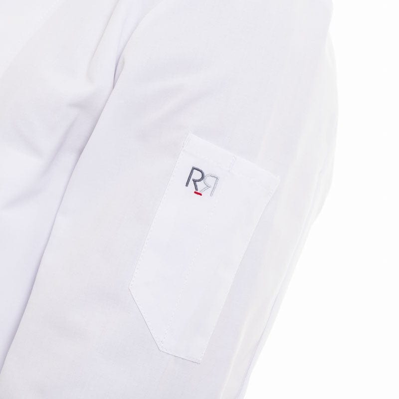 White MADRAS Long Sleeve Kitchen Coat - ROBUR -  by Robur | MANELLI``