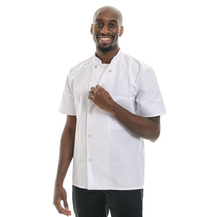 White Short Sleeve Chef Coat Madras - ROBUR -  by Robur | MANELLI``