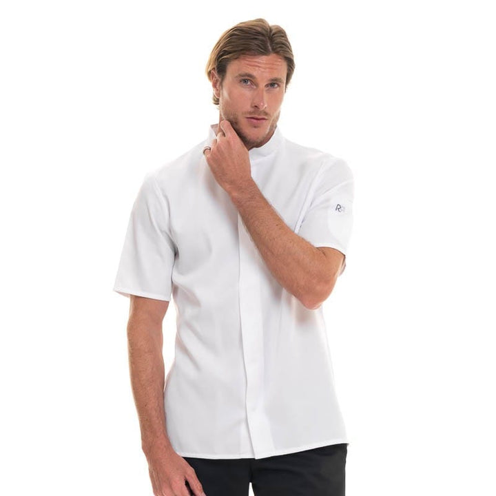 White Short Sleeve Kitchen Coat Balsa - ROBUR -  by Robur | MANELLI``