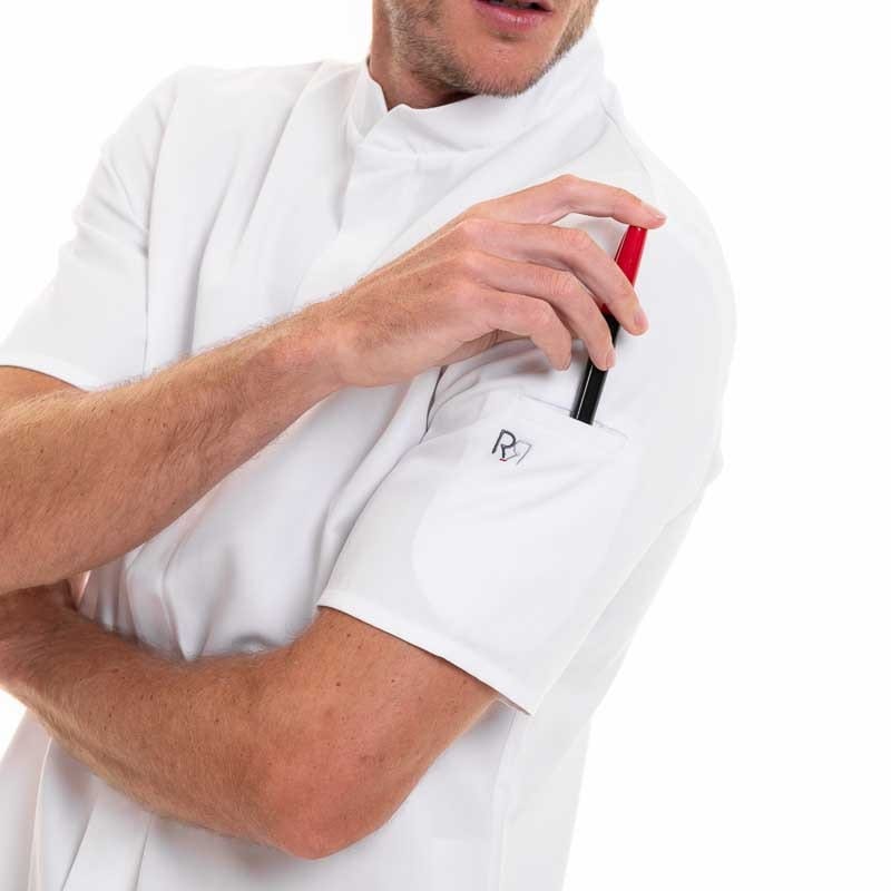 White Short Sleeve Kitchen Coat Balsa - ROBUR -  by Robur | MANELLI``