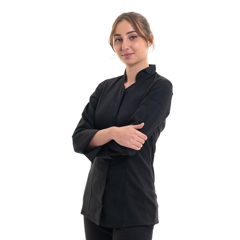 Women's Black Long Sleeve Kitchen Coat - ABELLA - ROBUR -  by Robur | MANELLI``