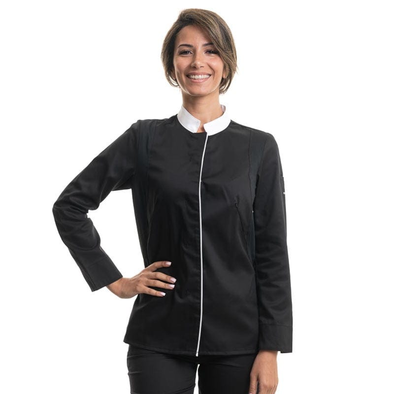 Women's Black Long Sleeve Kitchen Coat - ELIZE ROBUR -  by Robur | MANELLI``