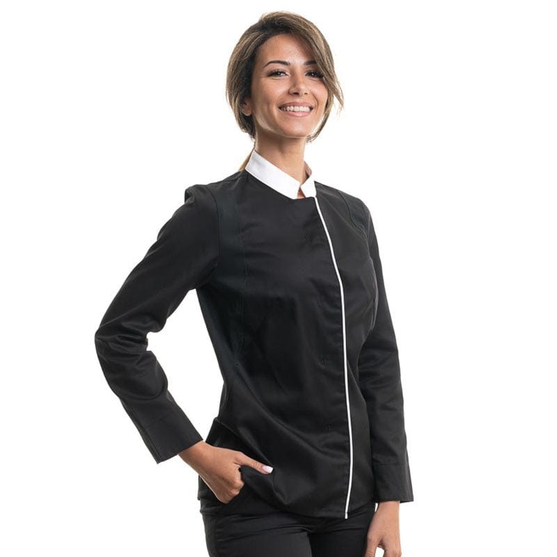 Women's Black Long Sleeve Kitchen Coat - ELIZE ROBUR -  by Robur | MANELLI``