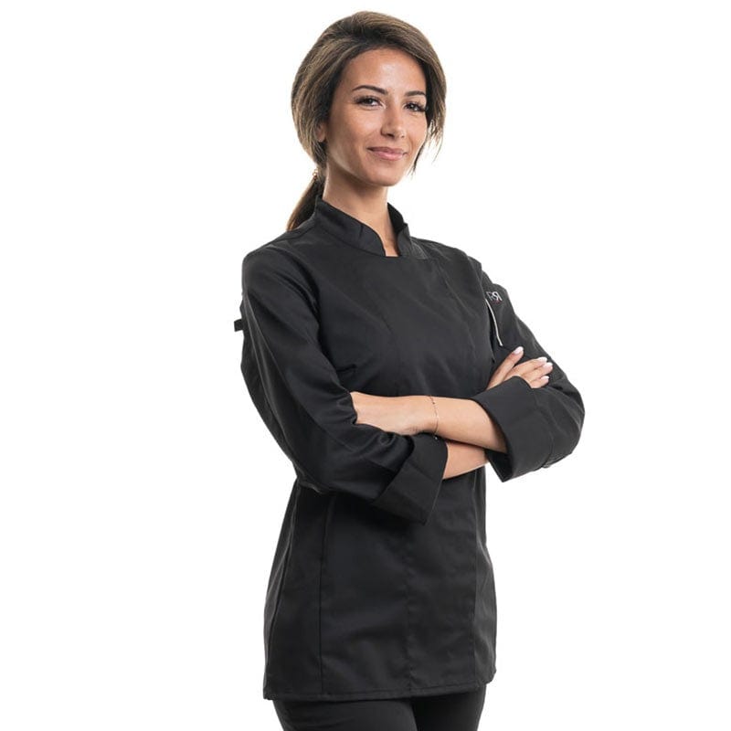 Women's Long Sleeve Black Kitchen Coat Unera - ROBUR -  by Robur | MANELLI``