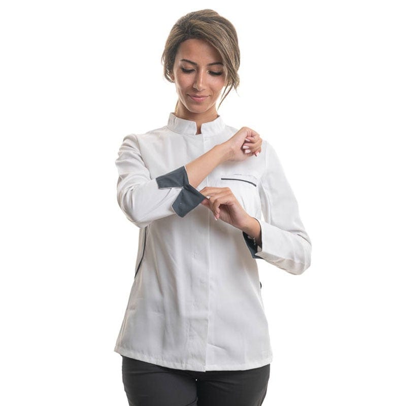 Women's Long Sleeve White Kitchen Coat Escale - ROBUR -  by Robur | MANELLI``