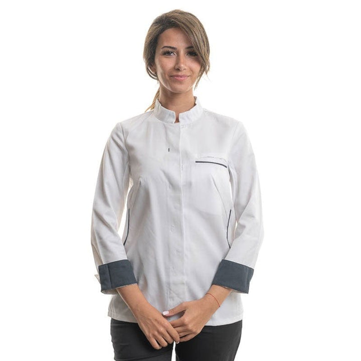 Women's Long Sleeve White Kitchen Coat Escale - ROBUR -  by Robur | MANELLI``