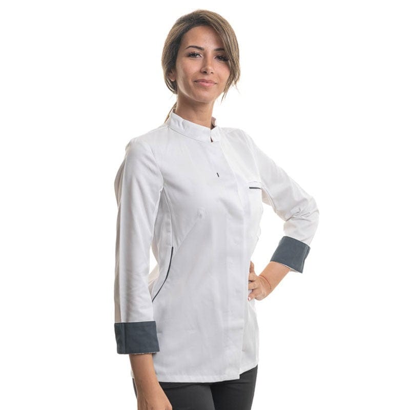 Women's Long Sleeve White Kitchen Coat Escale - ROBUR -  by Robur | MANELLI``