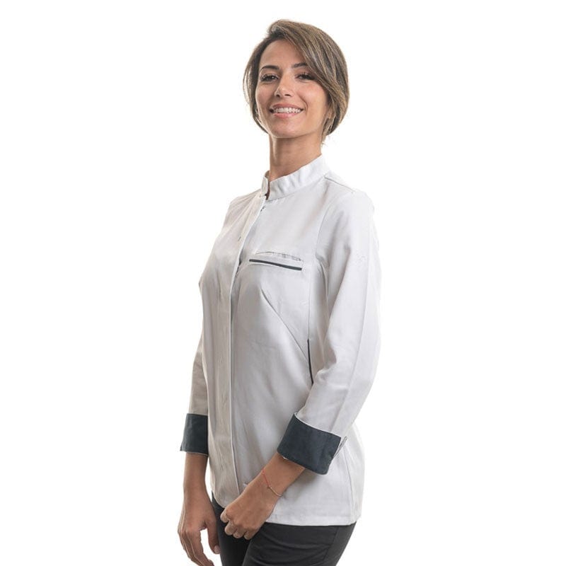 Women's Long Sleeve White Kitchen Coat Escale - ROBUR -  by Robur | MANELLI``