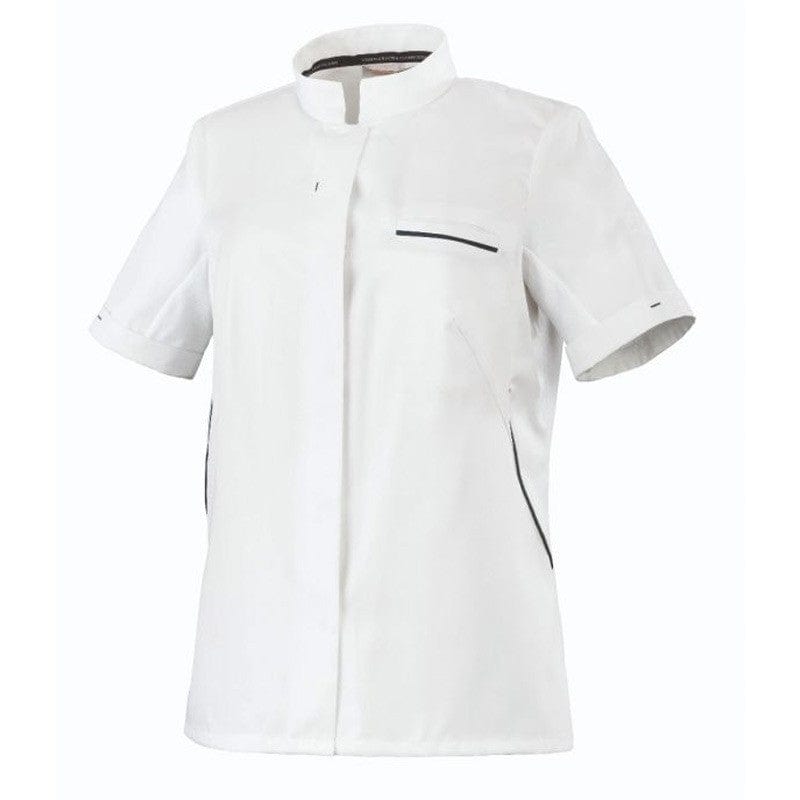 Women's Short Sleeve White Kitchen Coat - ESCALE- ROBUR -  by Robur | MANELLI``