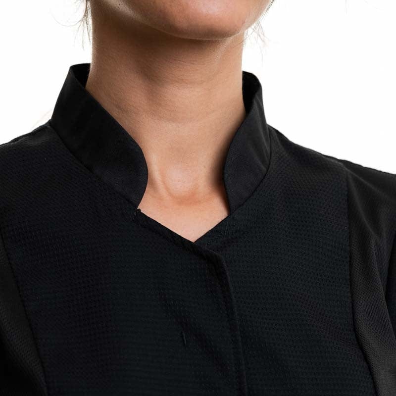 Women's Short Sleeves Black Kitchen Coat - Abella - ROBUR -  by Robur | MANELLI``