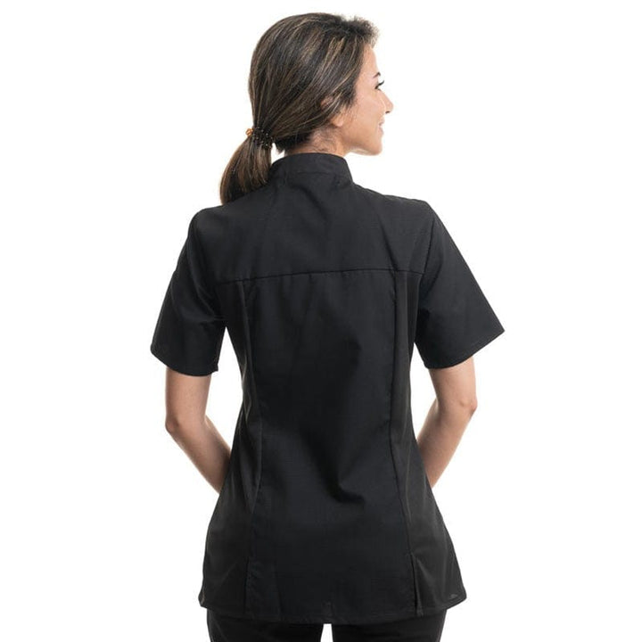 Women's Short Sleeves Black Kitchen Coat - Abella - ROBUR -  by Robur | MANELLI``