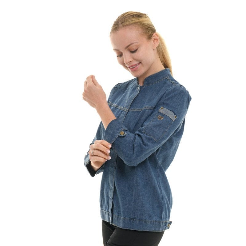 Women's Washed Denim Long Sleeve Kitchen Coat Holly - ROBUR -  by Robur | MANELLI``