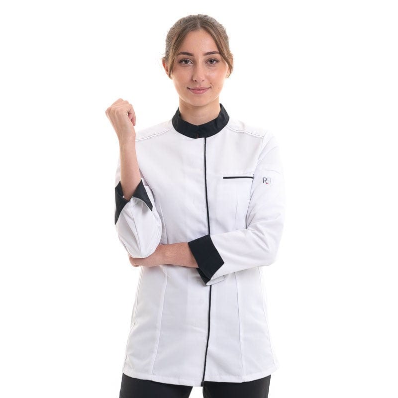 Women's White and Black Long Sleeve Kitchen Coat - ELBAX - ROBUR -  by Robur | MANELLI``