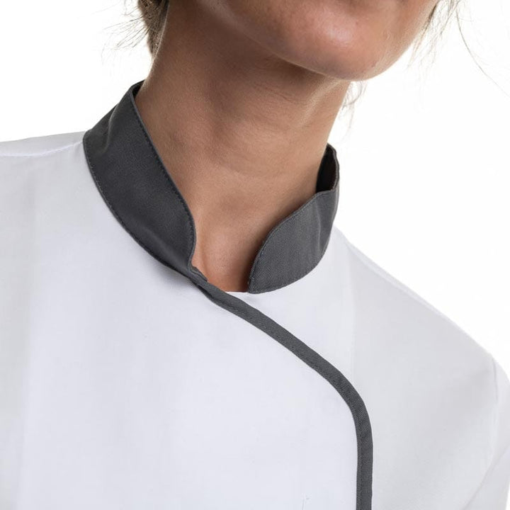 Women's White/Anthracite Long Sleeve Kitchen Coat Expression - ROBUR -  by Robur | MANELLI``