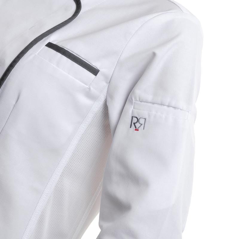 Women's White/Anthracite Long Sleeve Kitchen Coat Expression - ROBUR -  by Robur | MANELLI``