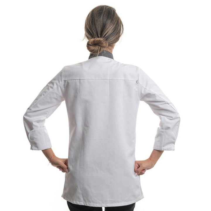 Women's White/Anthracite Long Sleeve Kitchen Coat Expression - ROBUR -  by Robur | MANELLI``