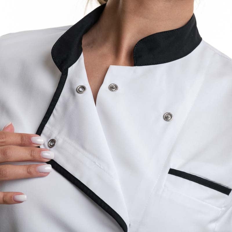 Women's White Black Long Sleeve Kitchen Coat - EXPRESSION ROBUR -  by Robur | MANELLI``