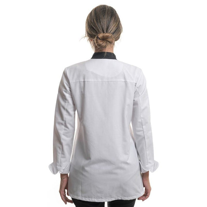 Women's White Black Long Sleeve Kitchen Coat - EXPRESSION ROBUR -  by Robur | MANELLI``