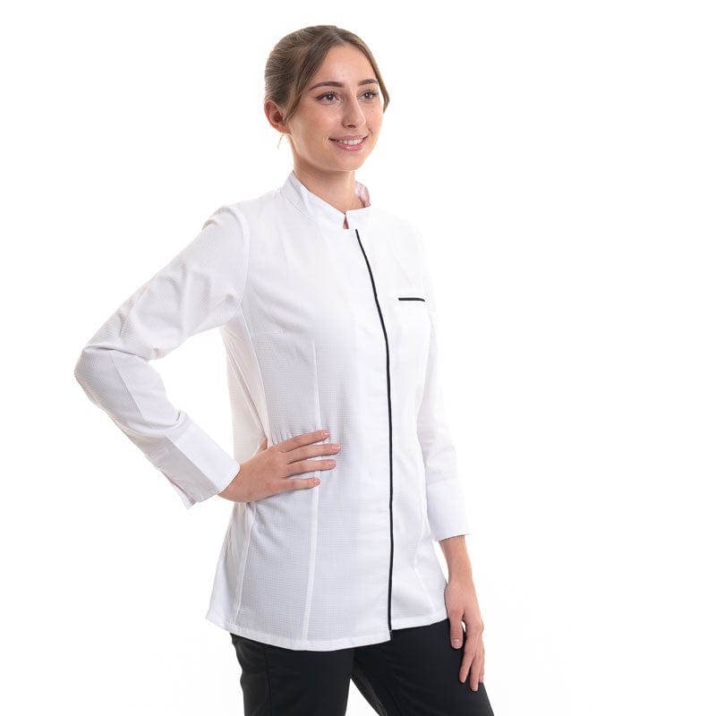 Women's White Long Sleeve Chef's Coat Ekira- ROBUR -  by Robur | MANELLI``