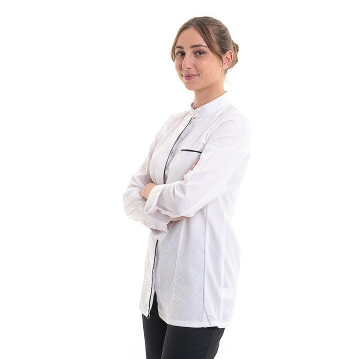 Women's White Long Sleeve Chef's Coat Ekira- ROBUR -  by Robur | MANELLI``