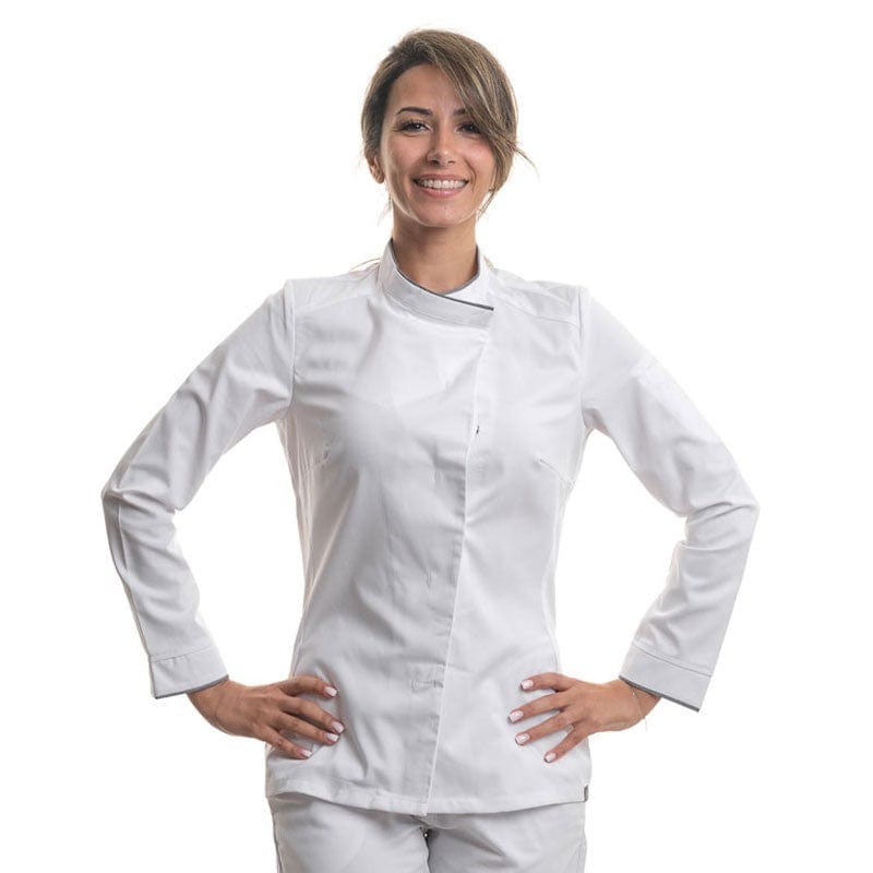 Women's White Long Sleeve Kitchen Coat technology 37.5 Cavane - ROBUR -  by Robur | MANELLI``