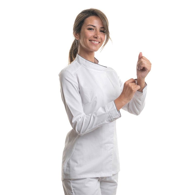 Women's White Long Sleeve Kitchen Coat technology 37.5 Cavane - ROBUR -  by Robur | MANELLI``