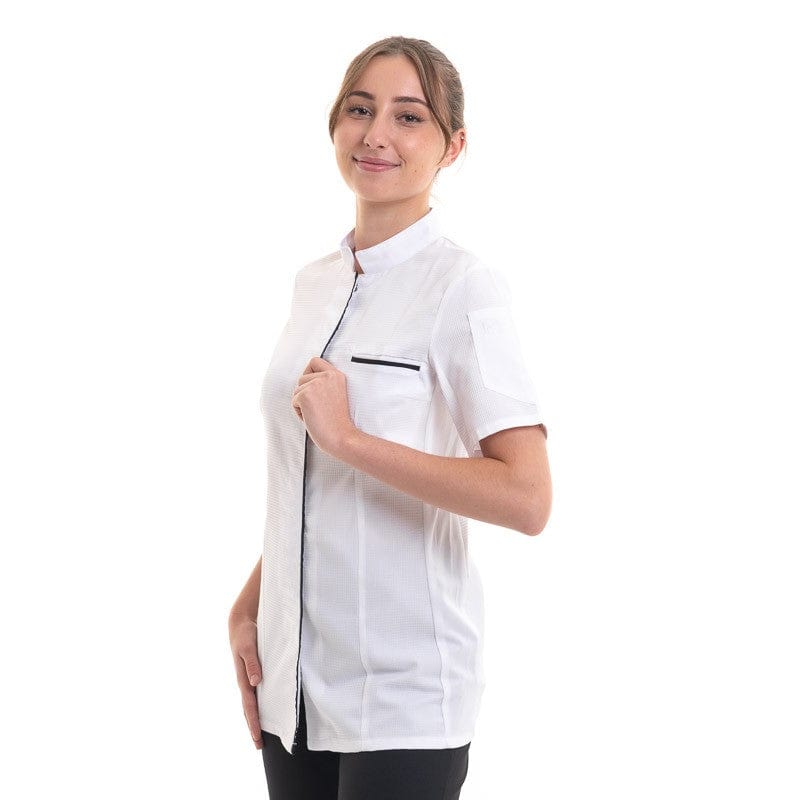 Women's White Short Sleeve Chef's Coat - EKIRA - ROBUR -  by Robur | MANELLI``