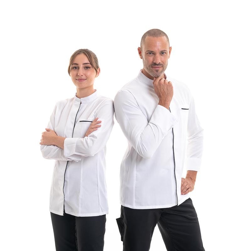 Women's White Short Sleeve Chef's Coat - EKIRA - ROBUR -  by Robur | MANELLI``