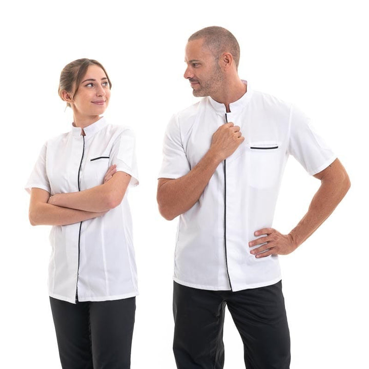 Women's White Short Sleeve Chef's Coat - EKIRA - ROBUR -  by Robur | MANELLI``