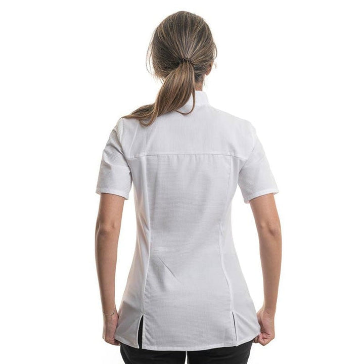 Women's White Short Sleeve Kitchen Coat - ABELLA - ROBUR -  by Robur | MANELLI``